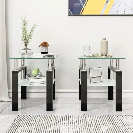 MLNshops Tempered Glass End Table with Modern Design