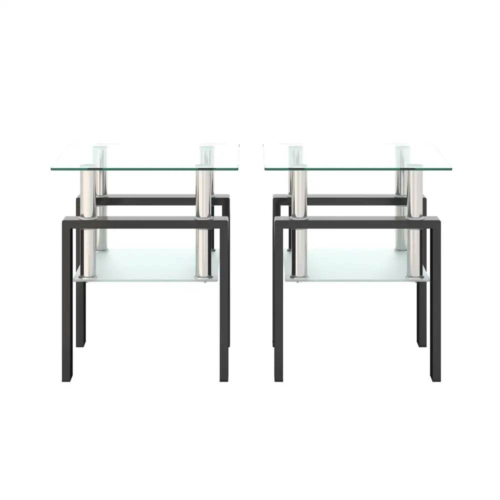 MLNshops Tempered Glass End Table with Modern Design