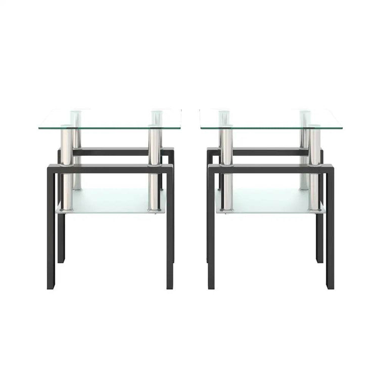 MLNshops Tempered Glass End Table with Modern Design