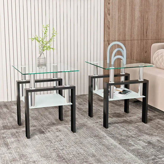 MLNshops Tempered Glass End Table with Modern Design