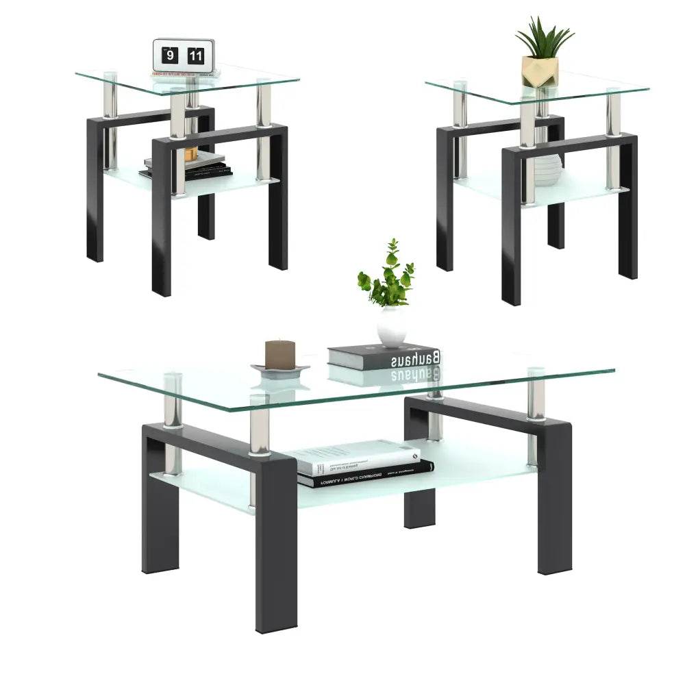 MLNshops Tempered Glass End Table with Modern Design