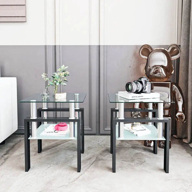 MLNshops Tempered Glass End Table with Modern Design