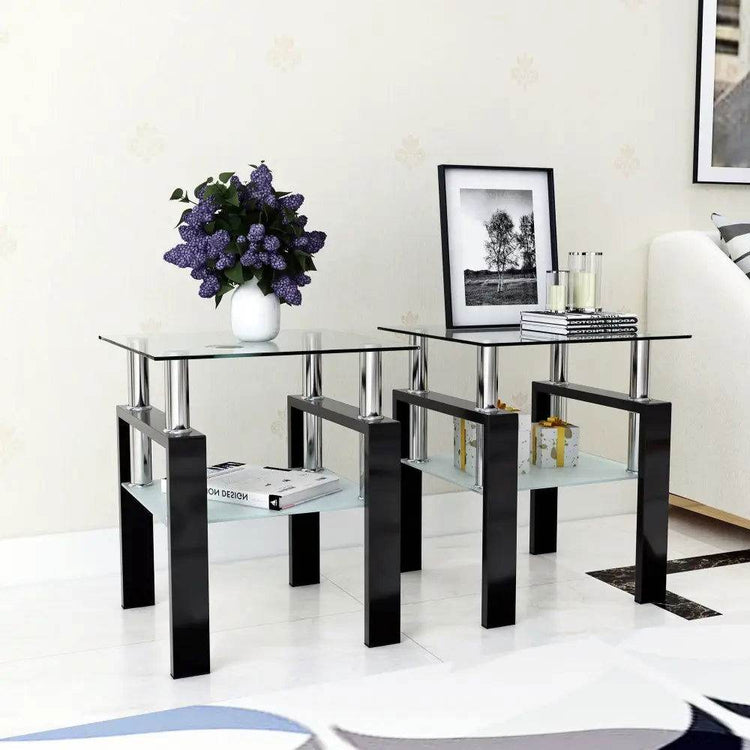 MLNshops Tempered Glass End Table with Modern Design