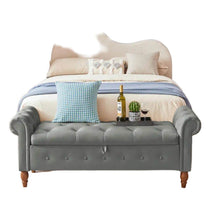 MLNshops Velvet Bedroom Storage Bench with Rolled Sides