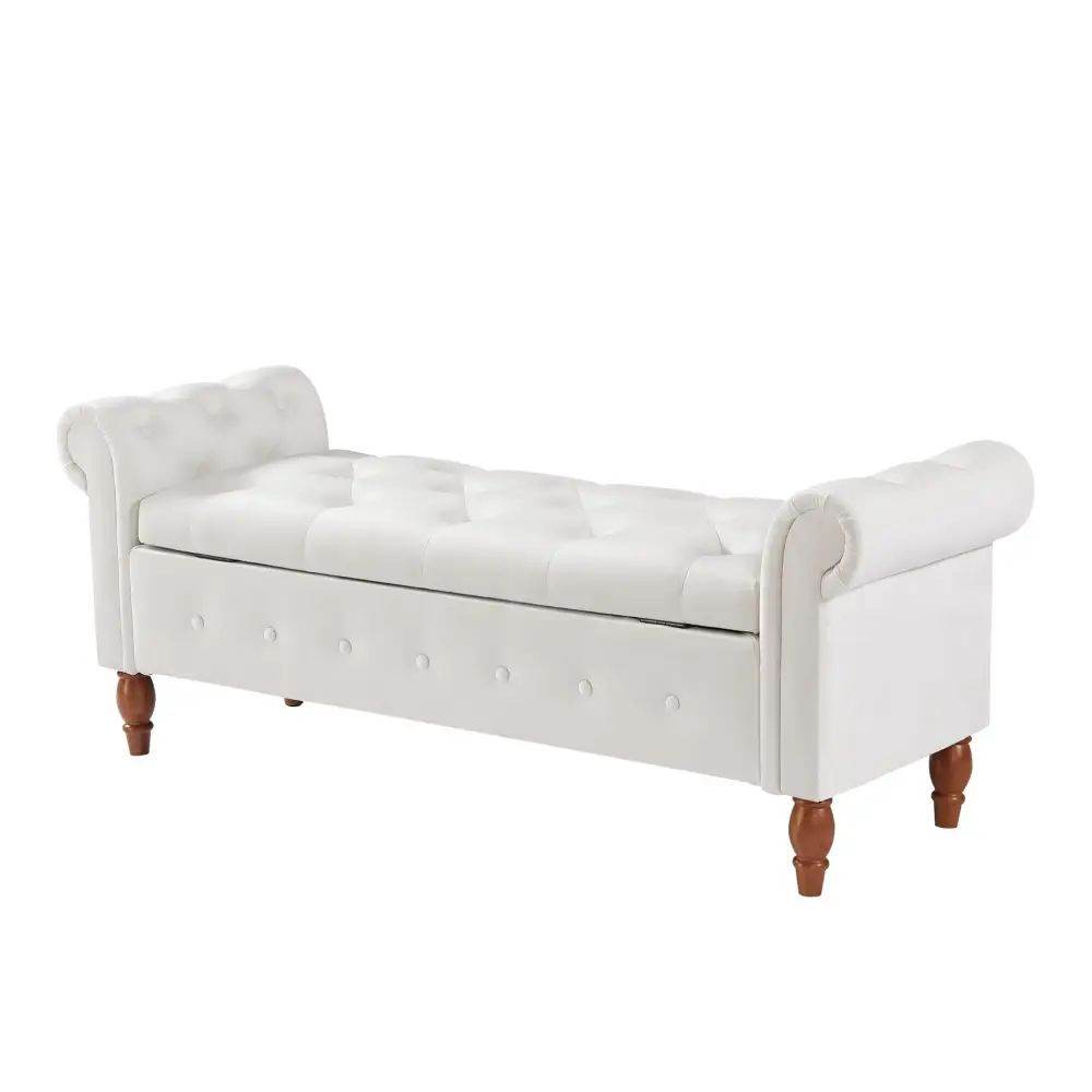 MLNshops Velvet Bedroom Storage Bench with Rolled Sides
