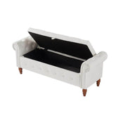 MLNshops Velvet Bedroom Storage Bench with Rolled Sides