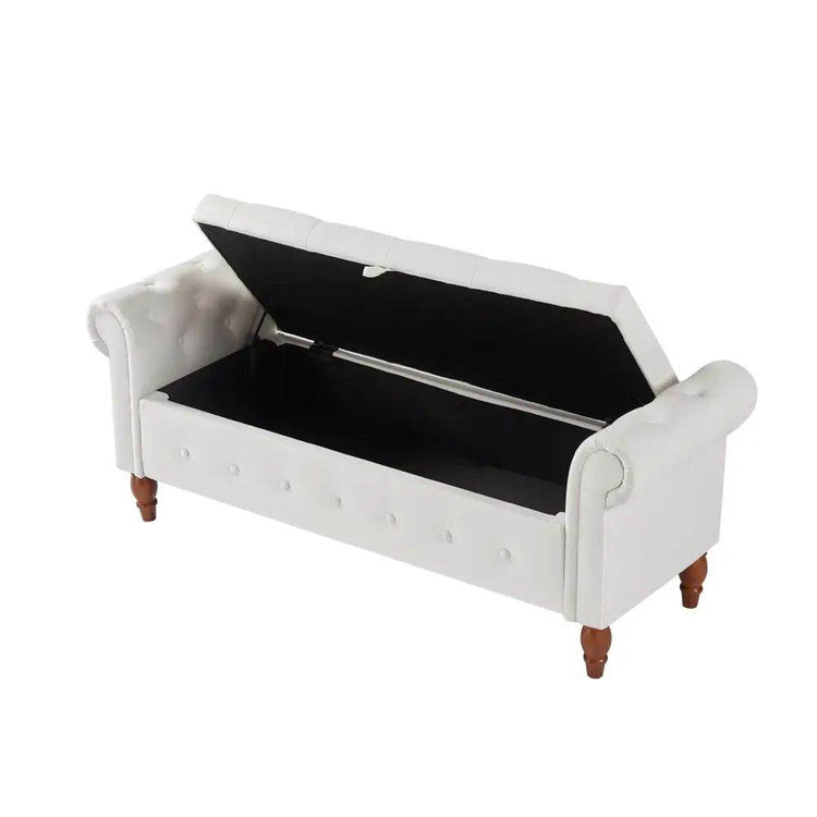 MLNshops Velvet Bedroom Storage Bench with Rolled Sides