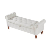 MLNshops Velvet Bedroom Storage Bench with Rolled Sides