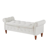 MLNshops Velvet Bedroom Storage Bench with Rolled Sides