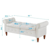 MLNshops Velvet Bedroom Storage Bench with Rolled Sides