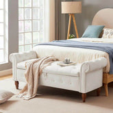 MLNshops Velvet Bedroom Storage Bench with Rolled Sides