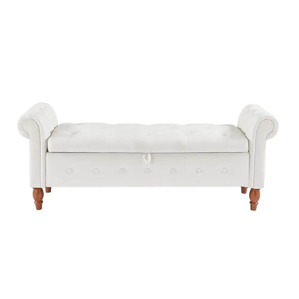 MLNshops Velvet Bedroom Storage Bench with Rolled Sides