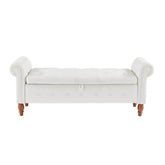 MLNshops Velvet Bedroom Storage Bench with Rolled Sides
