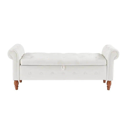 MLNshops Velvet Bedroom Storage Bench with Rolled Sides - MLNshops