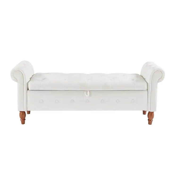 MLNshops Velvet Bedroom Storage Bench with Rolled Sides