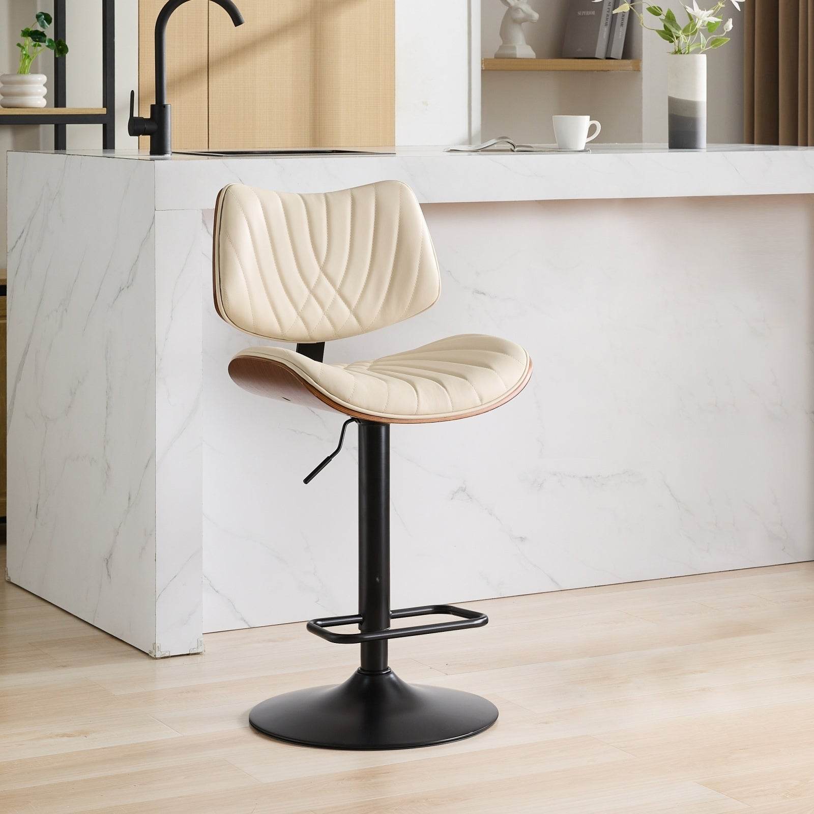 MLNshops 360 Degree Swivel Kitchen Island Stool Cream Default