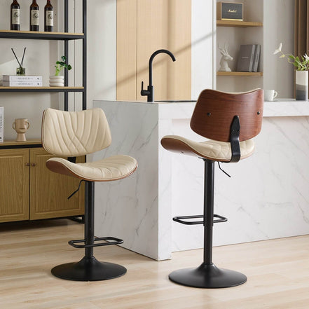 MLNshops 360 Degree Swivel Kitchen Island Stool Cream