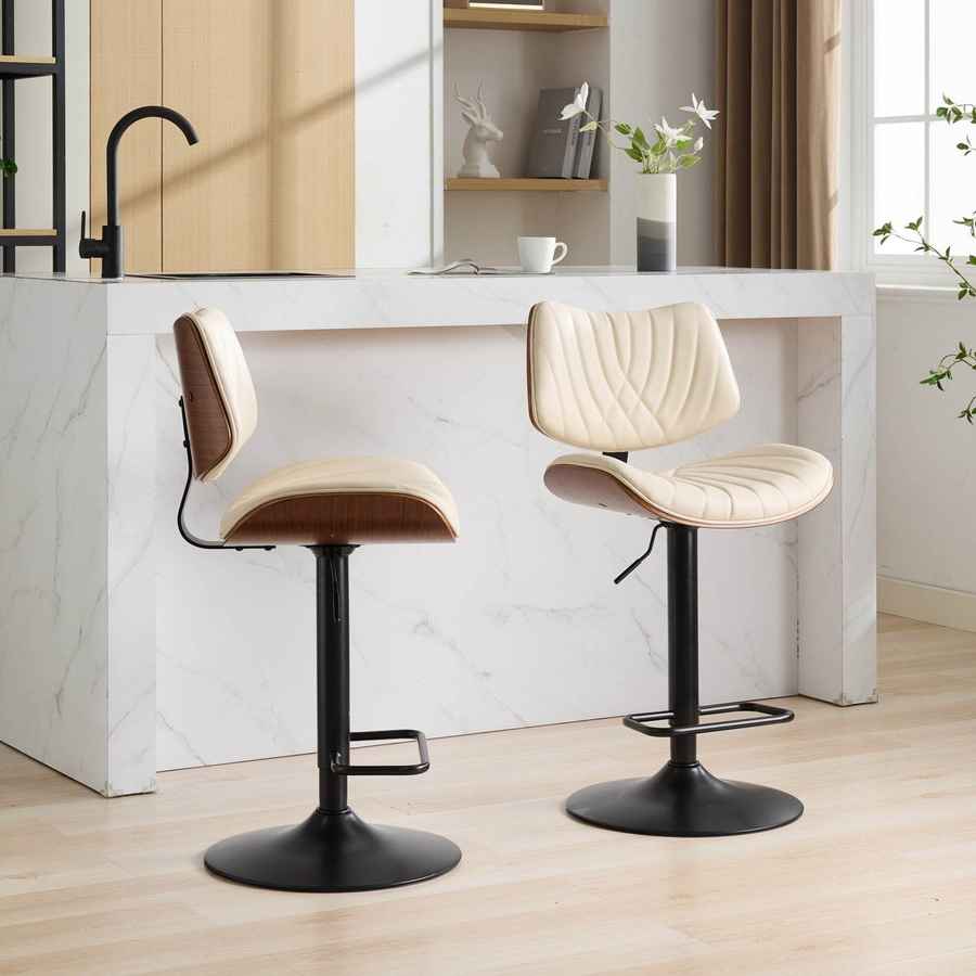MLNshops 360 Degree Swivel Kitchen Island Stool Cream