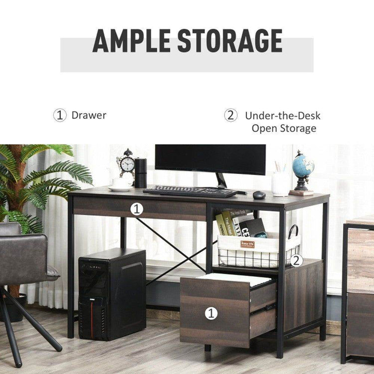 MLNshops Walnut Brown Computer Desk for Home Office