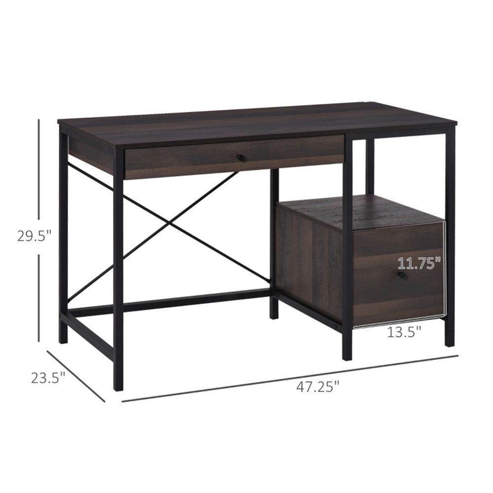 MLNshops Walnut Brown Computer Desk for Home Office