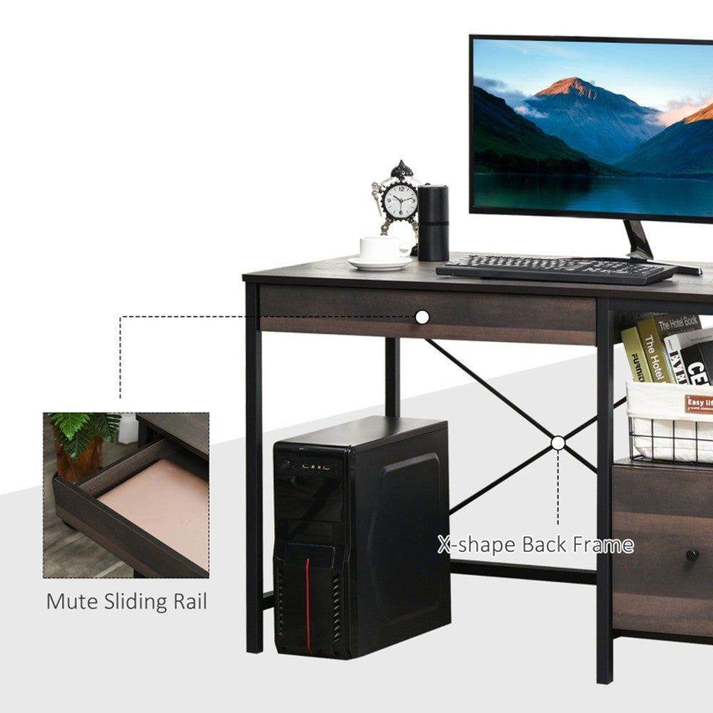 MLNshops Walnut Brown Computer Desk for Home Office