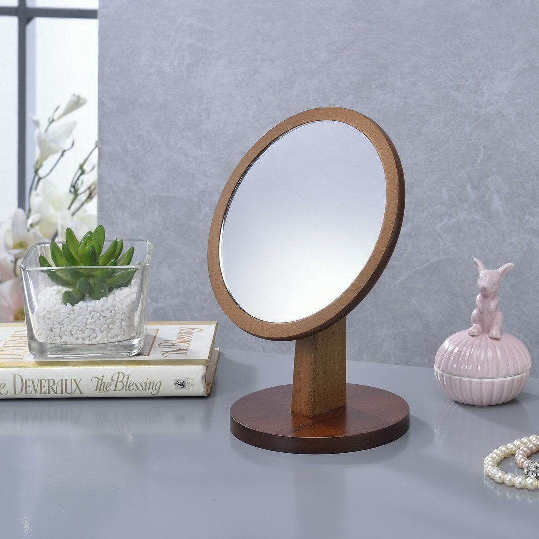 MLNshops Walnut Tabletop Makeup Mirror - Stylish & Functional