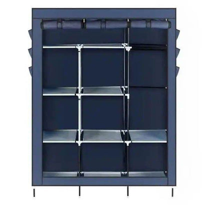 MLNshops 69 Inch Cloth Wardrobe - Dark Blue Organizer