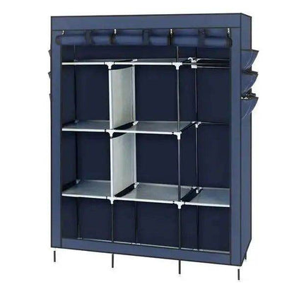 MLNshops 69 Inch Cloth Wardrobe - Dark Blue Organizer Default Title