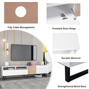 White Wood TV Stand with Double Storage - Modern Media