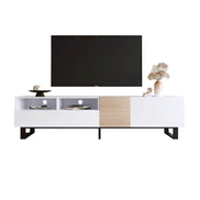 White Wood TV Stand with Double Storage - Modern Media