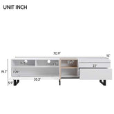 White Wood TV Stand with Double Storage - Modern Media