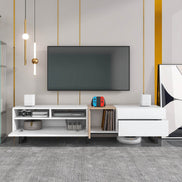 White Wood TV Stand with Double Storage - Modern Media