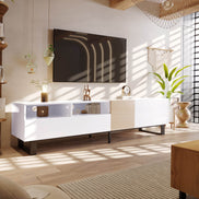 White Wood TV Stand with Double Storage - Modern Media Default