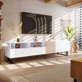 White Wood TV Stand with Double Storage - Modern Media Default