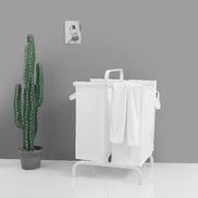 MLNshops Dual Compartment White Laundry Basket Organizer
