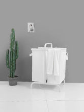 MLNshops Dual Compartment White Laundry Basket Organizer