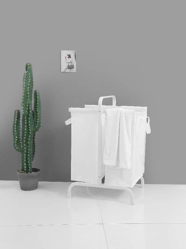 MLNshops Dual Compartment White Laundry Basket Organizer