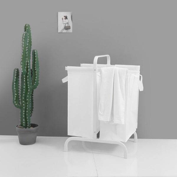 MLNshops Dual Compartment White Laundry Basket Organizer