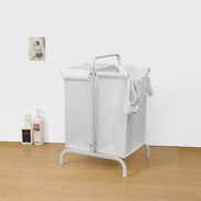 MLNshops Dual Compartment White Laundry Basket Organizer