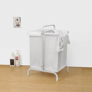MLNshops Dual Compartment White Laundry Basket Organizer