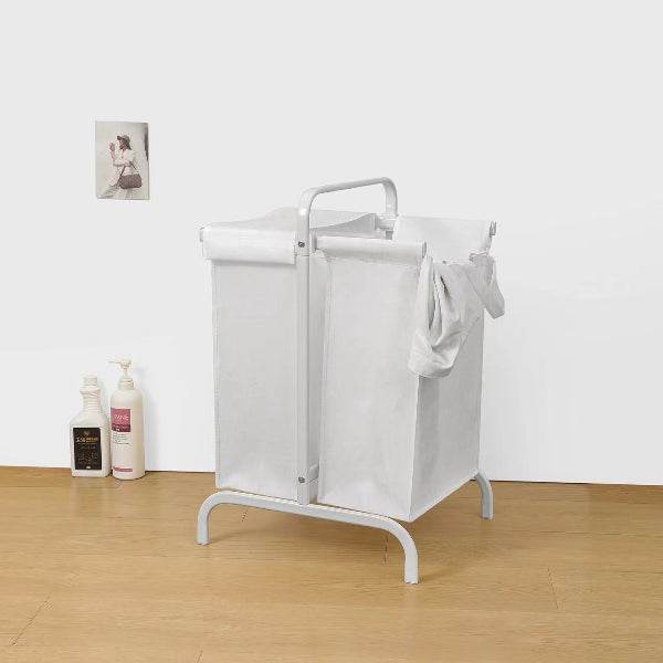 MLNshops Dual Compartment White Laundry Basket Organizer