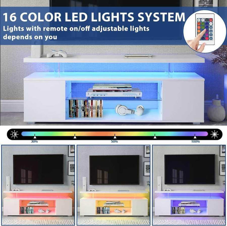 MLNshops White LED Gaming Entertainment Center TV Stand