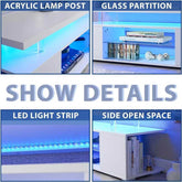 MLNshops White LED Gaming Entertainment Center TV Stand