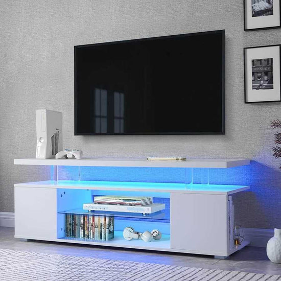 MLNshops White LED Gaming Entertainment Center TV Stand Default