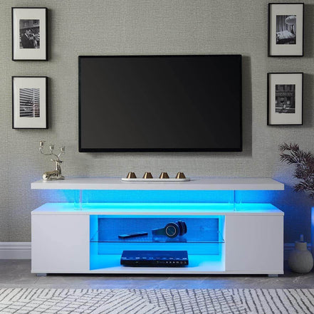 MLNshops White LED Gaming Entertainment Center TV Stand