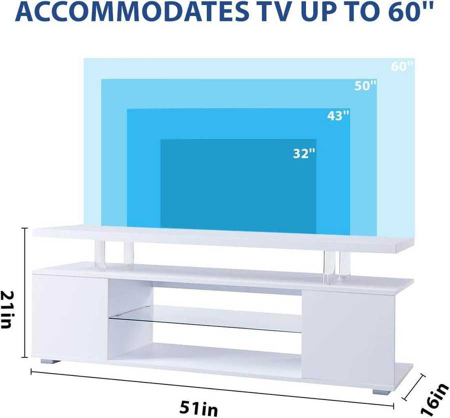 MLNshops White LED Gaming Entertainment Center TV Stand