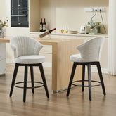 MLNshops White Swivel Bar Stools Set of 2 with Cushion