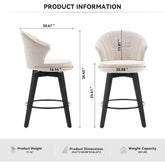 MLNshops White Swivel Bar Stools Set of 2 with Cushion
