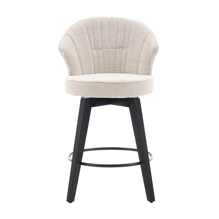 MLNshops White Swivel Bar Stools Set of 2 with Cushion