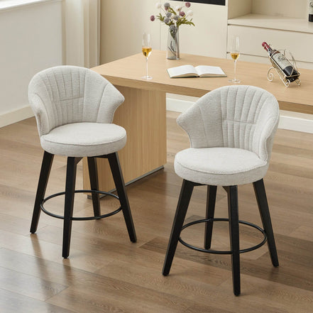MLNshops White Swivel Bar Stools Set of 2 with Cushion